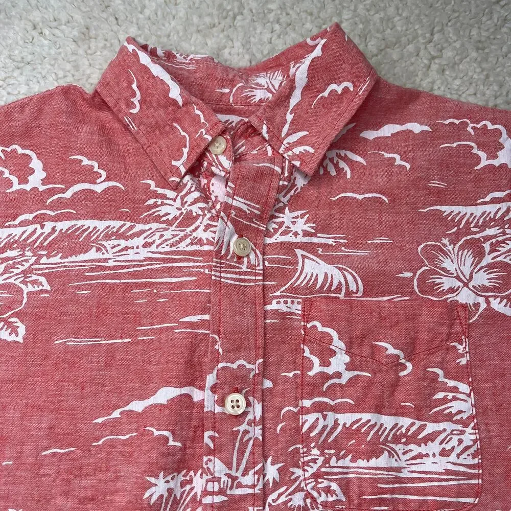 Gap Kids Sherbert Orange Linen Blend Button Up Large